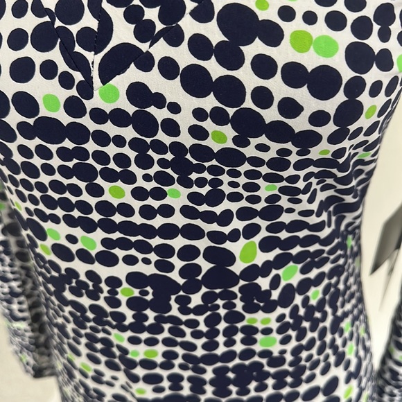IBKUL long sleeve dress, white background with blue and green polkadots, Size XS - Picture 2 of 4